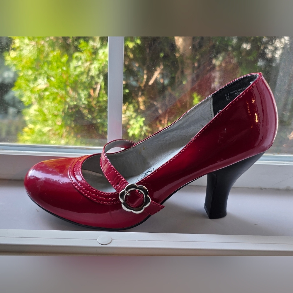 Elegant Red Mary Jane Heels